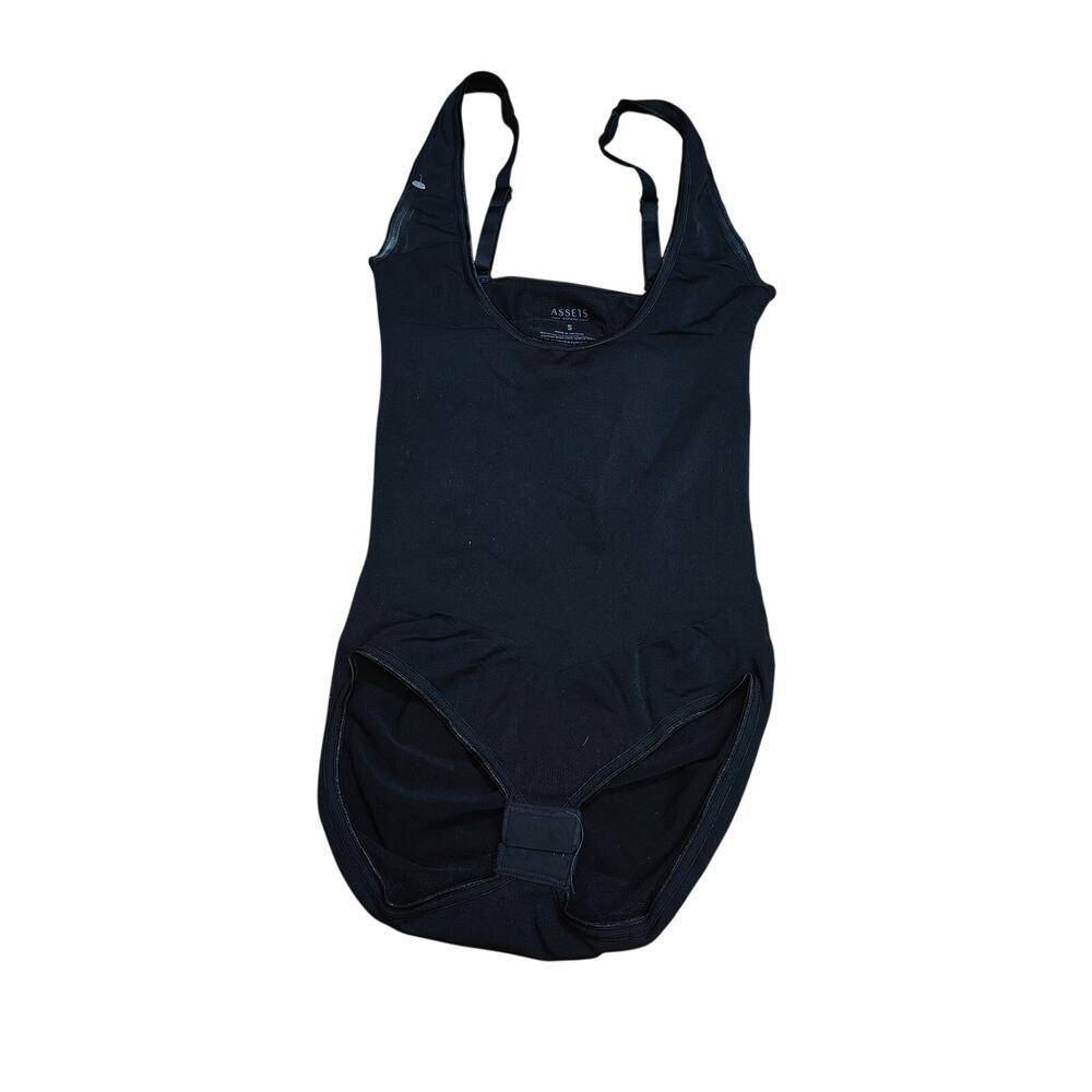 Assets By Spanx Solid Black Bodysuit Slimming Adjustable Womens Small